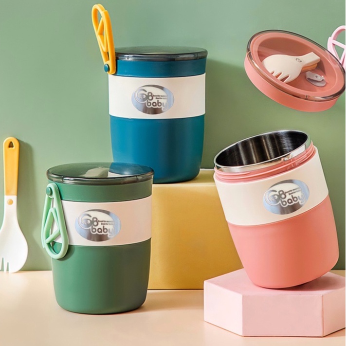 Cốc đựng canh, đựng cháo, ủ cháo, cặp Lồng Giữ Nhiệt inox 304 Gb Baby giữ nhiệt cực lâu tặng kèm muỗng
