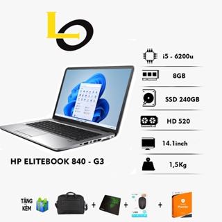 Laptop Cũ Mỏng Nhẹ HP Elitebook 840 G3 Core i5 Ram 8Gb SSD 256Gb Vỏ nhôm
