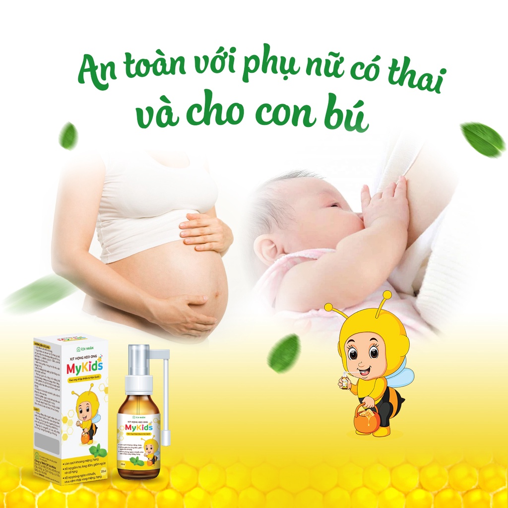 Xịt Họng Keo Ong MyKids - Hỗ trợ giảm các triệu chứng ngứa rát cổ họng, ho do viêm họng, ho gió, ho khan, ho có đờm 20ml