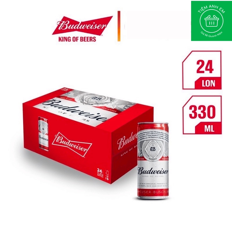 Thùng 24 Lon Bia Budweiser lon cao 330ml