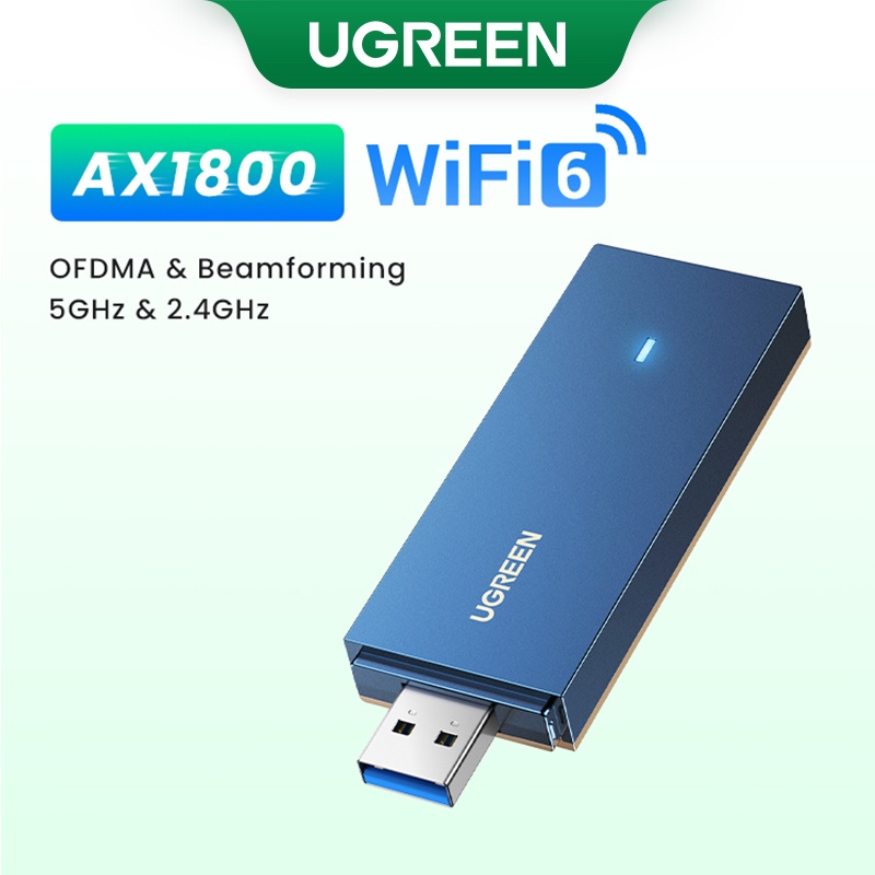 [Mã ELBMO2 giảm 12% đơn 500K] Usb Wifi UGREEN AX1800 6 USB3.0 5G & 2.4G Băng Tần Kép Cho Máy Tính / Laptop Thẻ