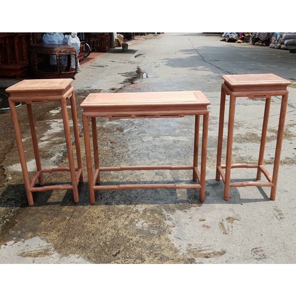 Bộ đôn ghế chân tròn chữ nhật vuông gỗ hương kê phòng khách