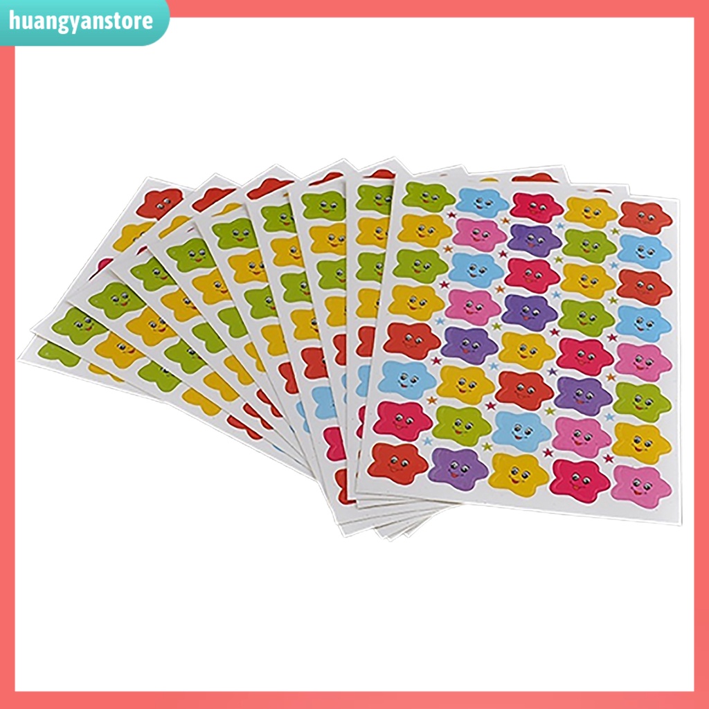 HY/ Set 10 tờ sticker hình ngôi sao có mặt cười xinh xắn dùng để trang trí thủ công