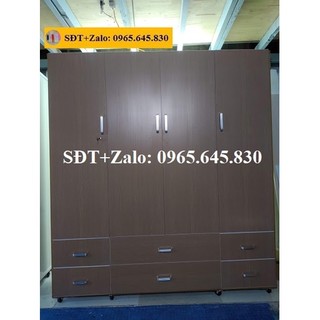Tủ Nhựa Đài Loan 4 Cánh Màu Sồi Đậm 424