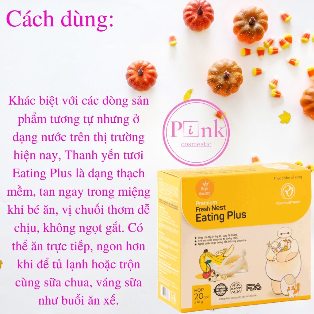 Thanh Yến Tươi Eating Plus Giúp Trẻ Hết Biếng Ăn, Tăng Sức Đề Kháng Hộp 20 Thanh