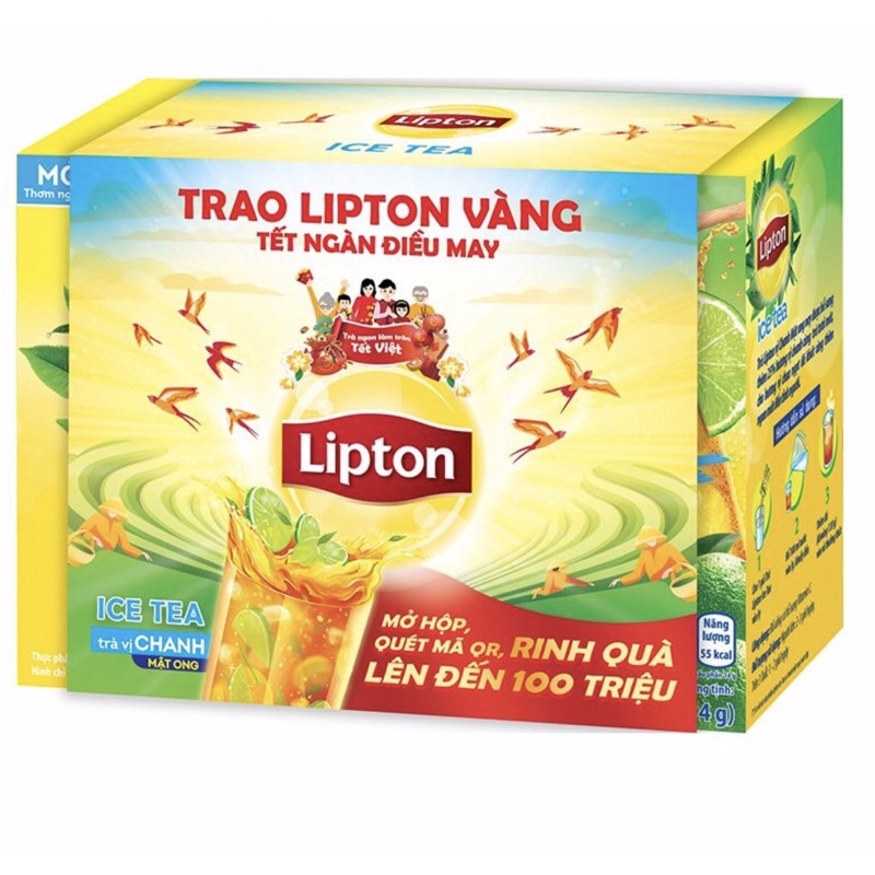 Trà Lipton Ice Tea Vị Chanh Mật Ong 14G x 16 Gói/Trà Lipton Ice Tea Vị Đào 14G x 16 Gói