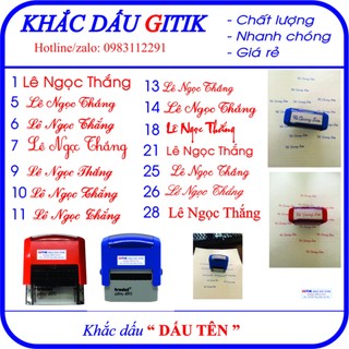 Khắc dấu họ tên, khắc dấu tên theo yêu cầu, Chuyên 1 dòng bền đẹp.