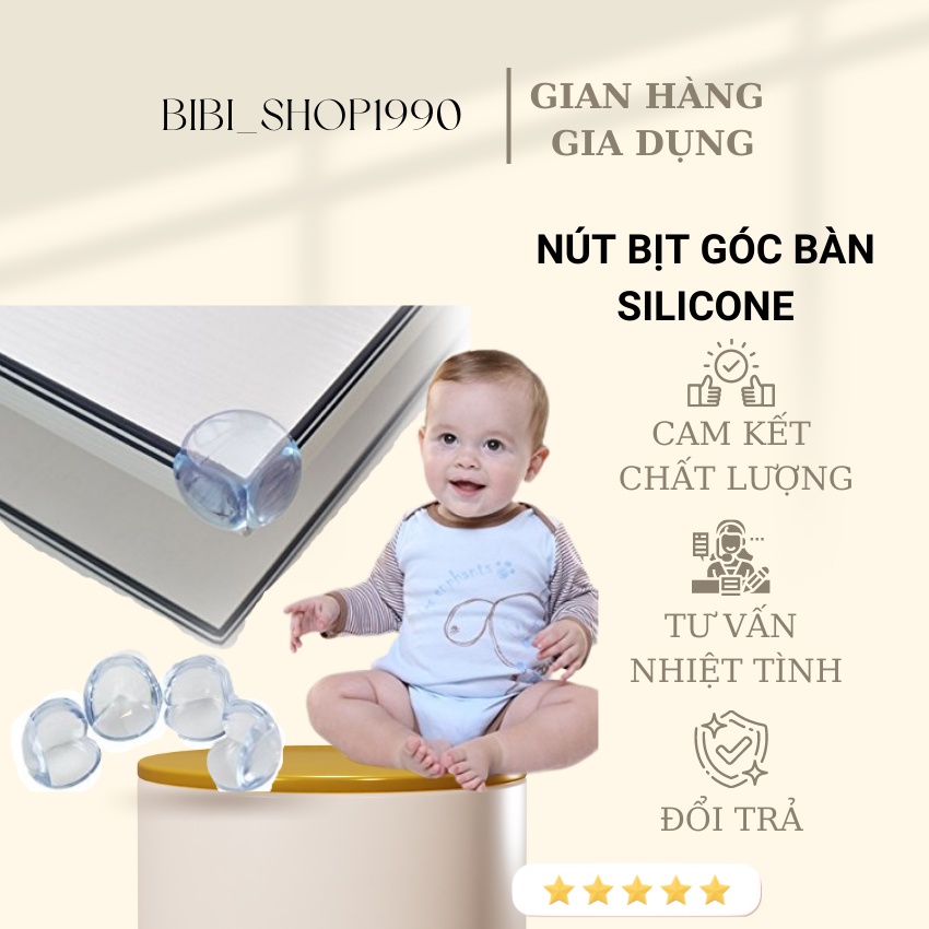 Combo 10 nút bịt góc bàn bằng silicon tròn