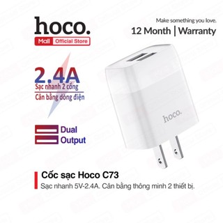 [Mã ELHA9 giảm 15% đơn 50K] Củ sạc 2 cổng USB Hoco C73 2.4A cho điện thoại