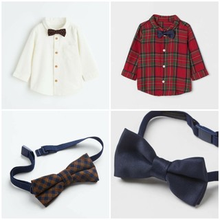 Áo somi trắng nơ caro đỏ nơ HM H&M_hàng chính hãng UK US
