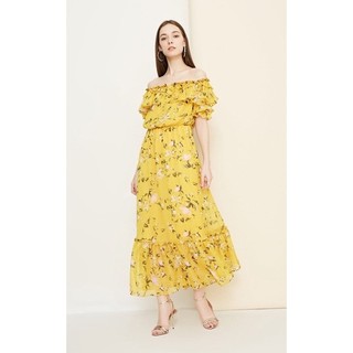 Vero Moda đầm maxi bẹt vai họa tiết hoa new tag
