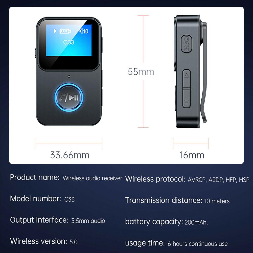Thiết Bị Thu Phát Bluetooth 5.0 C33 Màn Hình LCD Cho Xe Hơi MP3