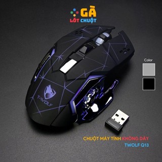 Chuột không dây gaming T-WOLF Q13 Wireless có Pin sạc, Led RBG chuyển màu - GÀ LÓT CHUỘT