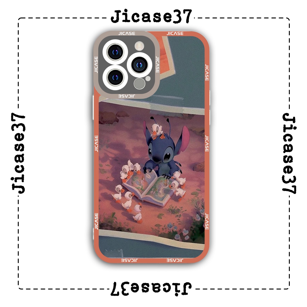 Ốp lưng iphone cạnh vuông Jicase Stitch học bài 6plus/6s/6splus/7/7plus/8/8plus/x/xs/11/12/pro/max/plus/promax
