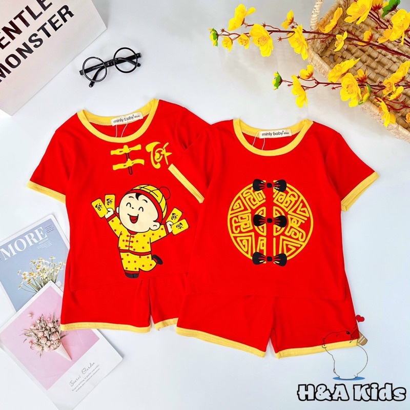Bộ cộc tay TẾT chất thun lạnh Minky Mom cho bé trai bé gái