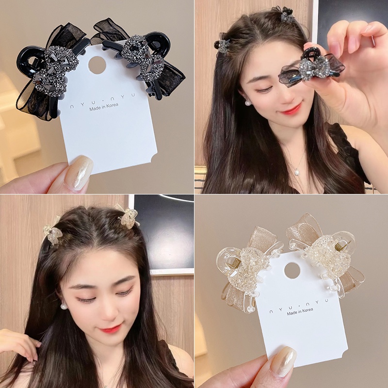 1 Cặp Kẹp Tóc Nơ Lưới Xinh Xắn Cho Bé Gái