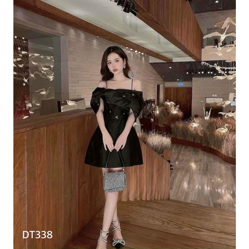 Váy xoè voan kiếng trắng cúp ngực - đầm váy dài 2 dây bản to tiểu thư sang trọng