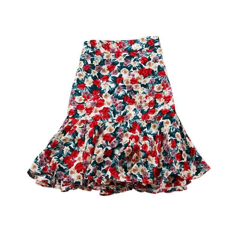 Chân Váy Đuôi Cá Chữ A Lưng Cao Họa Tiết Hoa Cúc Xinh Xắn Thời Trang Cho Nữ