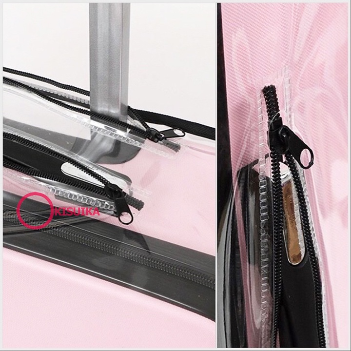 Bao trùm vali có dây kéo quai xách và cần kéo trong suốt Túi bọc vali silicon Áo trùm vali bảo vệ nhựa t