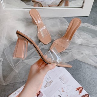 Dép guốc quai trong gót vuông sơn trong 7p hàng đẹp đế chống sơn trượt
