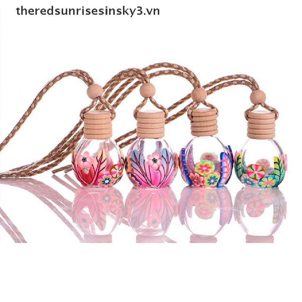 1 Lọ Thủy Tinh Rỗng Đựng Hoa / Nước Hoa Treo Xe Hơi / Nhà Cửa Nhiều Màu Sắc Có Móc Khóa