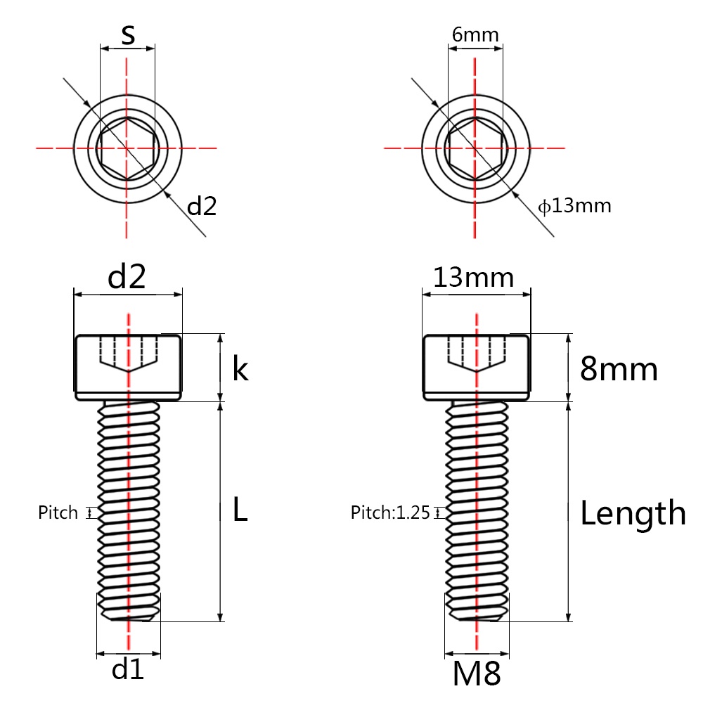 Bu Lông Lục Giác M8X15 20 25 30 35 40 45 50 60 70mm Bằng Titan Cho Xe Đạp Xe Hơi Xe Máy