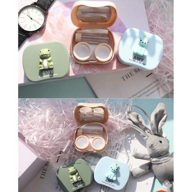 Hộp Đựng Lens Kính Áp Tròng Amy Có Gương Nhỏ Gọn Tiện Lợi Hình Dễ Thương Nhiều Màu BLINKS EYES