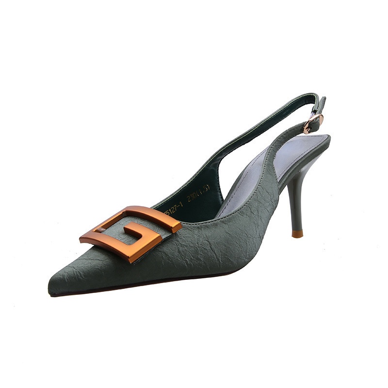 Giày cao gót ZTAIXIELUA 7cm mũi nhọn dây đá quyến rũ phong cách Pháp mới cho nữ