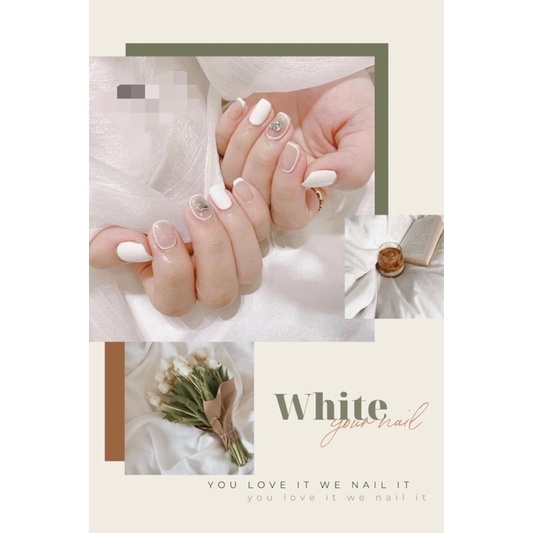 🎀Nail box, móng up thiết kế trắng 246🎀