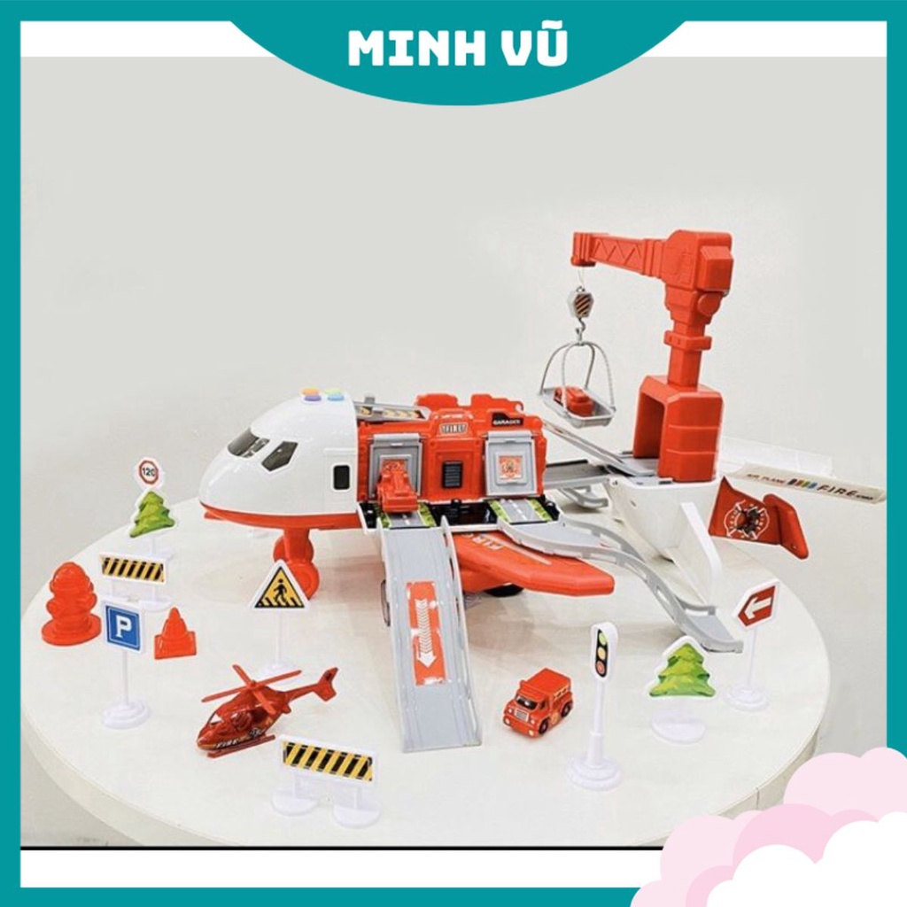 Đồ chơi máy bay biến hình phát nhạc, kèm oto