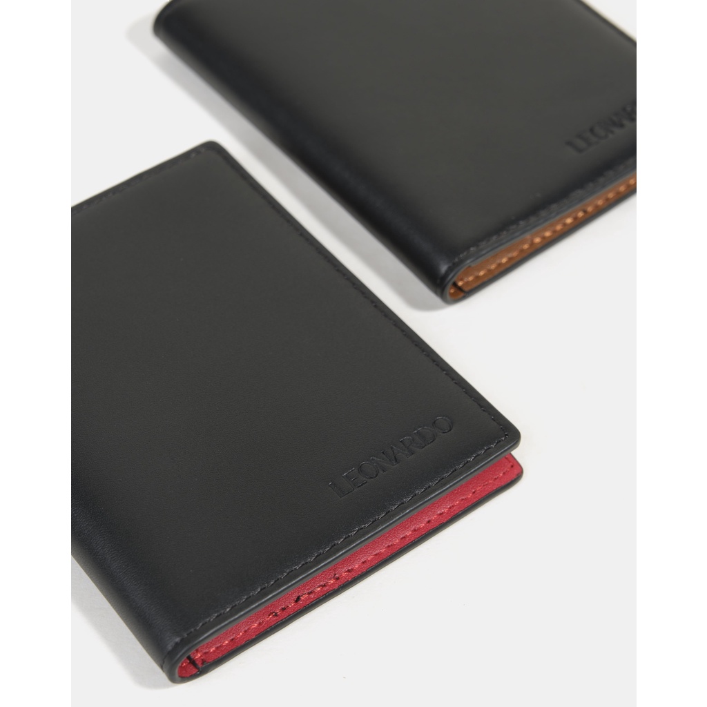 Ví Da Nam Gập Đôi (2 Dáng) Leonardo - Mini Collin 2 Wallet - Da Switf Trơn Mềm Bền Bỉ