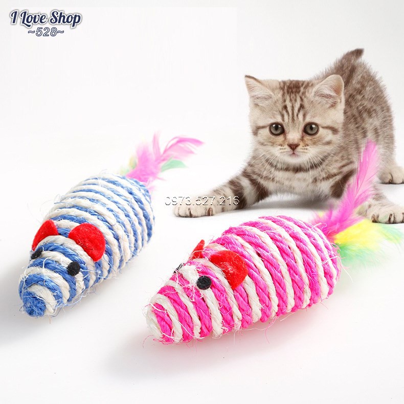 Đồ Chơi Bằng Cói Nhiều Hình Dáng Cá, Chuột, Bóng Ngộ Nghĩnh Vui Nhộn Giảm Stress Cho Mèo
