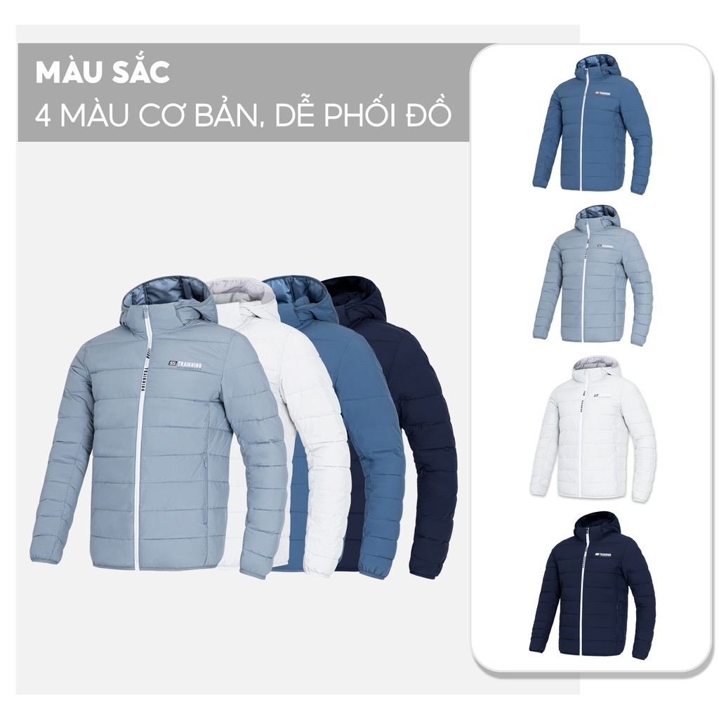 Áo Phao Chần Bông Siêu Nhẹ 5S, Thiết Kế Basic, Siêu Ấm, Mũ Tháo Được (AKC22004)