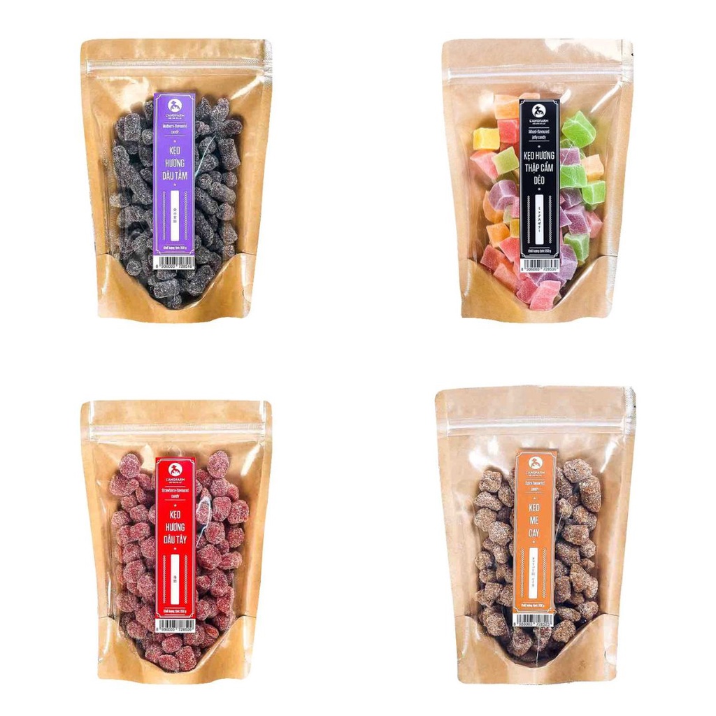 Kẹo Langfarm Hương Dâu Tằm/Dâu Tây/Me Cay/Thập Cẩm Dẻo Gói 300G