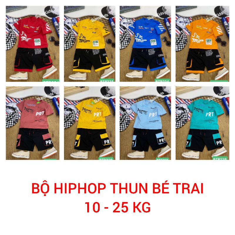 Bộ thun hiphop lửng có túi bé trai cotton mềm mại và thoáng mát haivanco đi học đi chơi đều đẹp cho bé từ 12 đến 30 kg