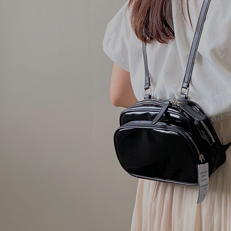 Ba Lô Đeo Vai Hình Vuông Màu Đen Trơn Dễ Phối Đồ Thời Trang Cho Nữ