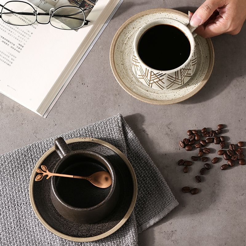 Bộ Tách Uống Trà / Cà Phê Bằng Đá Cao Cấp Phong Cách Retro Nhật Bản