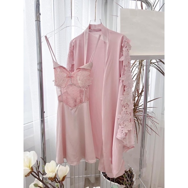 SĂN GIÁ SỈ - Set váy hai dây kèm choàng lụa bo eo hàng Quảng Châu cao cấp