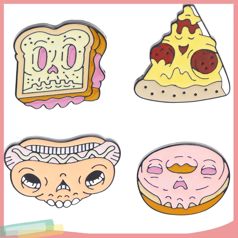 Ghim cài áo trang trí hình bánh pizza/hamburger/donut sáng tạo cho nữ