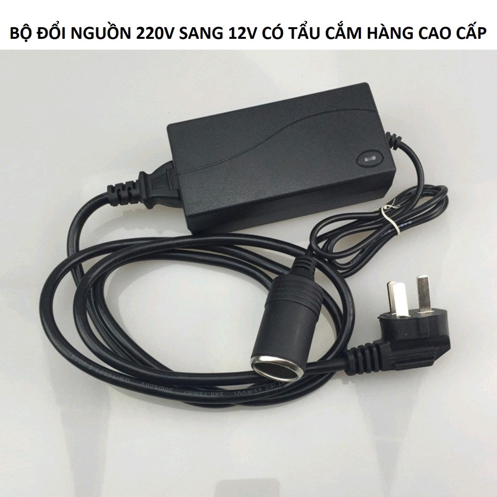 Bộ đổi nguồn 220v sang 12v, adapter 220v sang 12v, loại cắm tẩu dùng trong gia đình cho máy bơm lốp,