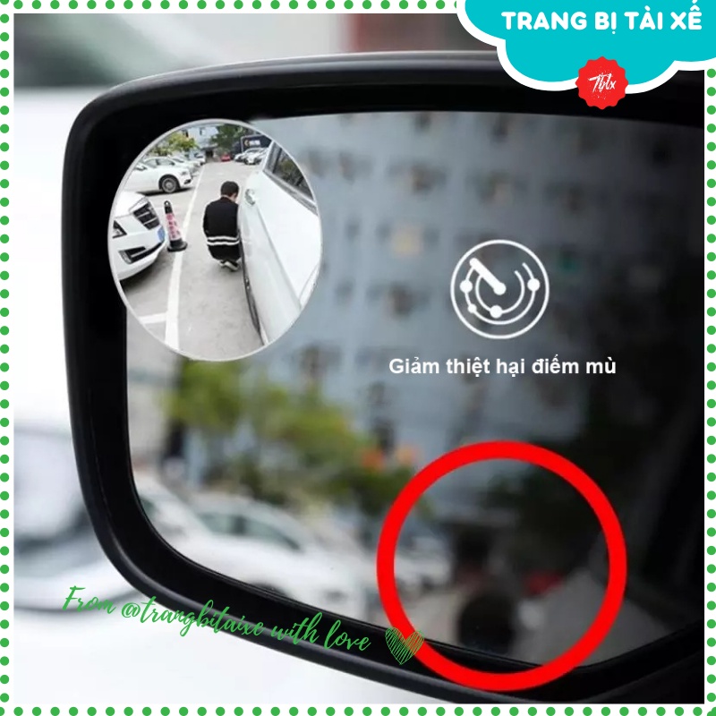 Gương cầu lồi ô tô xoay chỉnh 360 độ không có viền dán gương chiếu hậu xóa điểm mù cho xe hơi xe tải 3r - GCKV