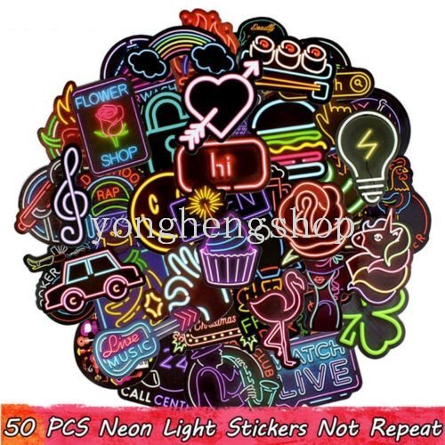 Bộ 50 Miếng Dán Trang Trí Xe Hơi / Ván Trượt / Ván Trượt / Laptop Họa Tiết Graffiti Nhiều Màu Sắc