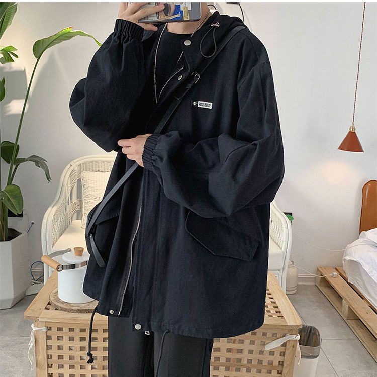 Áo khoác bomber nam nỉ áo khoác dù gió  Áo Khoác Có Mũ Trùm Dáng Rộng Thời Trang Mùa Xuân Hàn Quốc 2022 Mới
