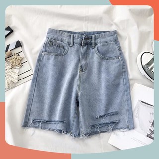 [Bigsize 30-36] Quần Lửng Ngố Nhạt Rách 2.1, Lưng Cao, Không Giãn