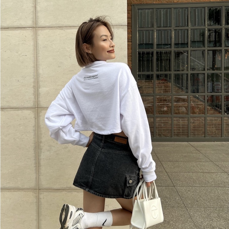 Áo hoodie nữ CHICMONKI in logo 3 màu - CMK LOGO SWEATSHIRT CAT14