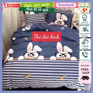 Bộ Ga Gối·trải giường cotton Poly bộ ga trải giường drap chun 1m4,1m5,1m6 cho đệm dày 10cm