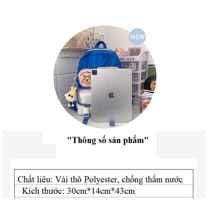 Balo phối màu hình gấu Poo thêu