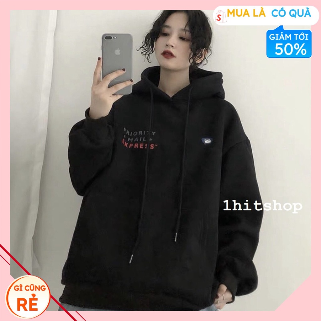 Áo Hoodie Form Rộng Unisex Lá thư denimumz, Áo khoác Sweater Chất Nỉ Dày dặn