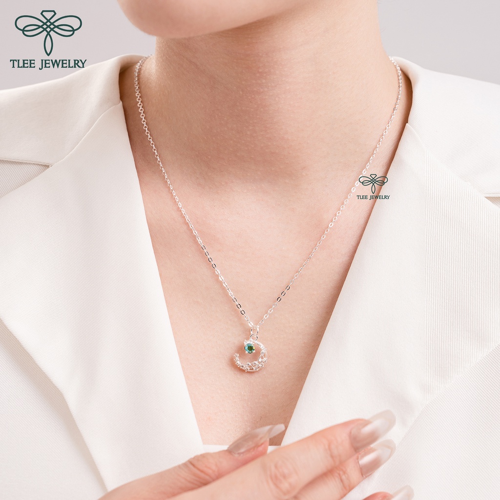 Dây chuyền bạc nữ TLEE Dây chuyền mặt trăng pha lê đính đá lấp lánh TleeJewelry D0147