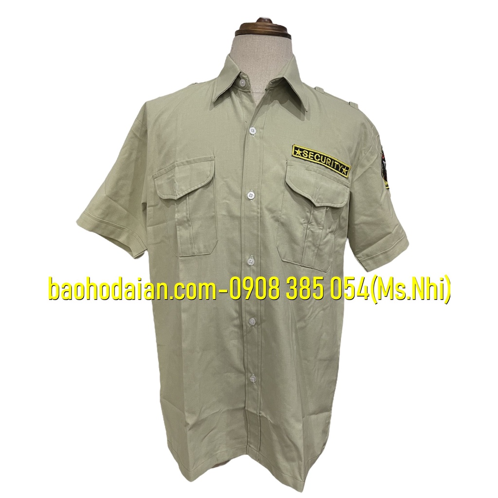 Áo bảo vệ ngắn tay vải kate ford thấm hút mồ hôi màu xanh vỏ đâu kèm 2 logo tay ngực- Hình thật